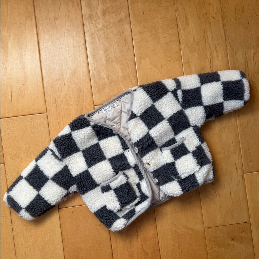 Checkered Sherpa Baby Jacket